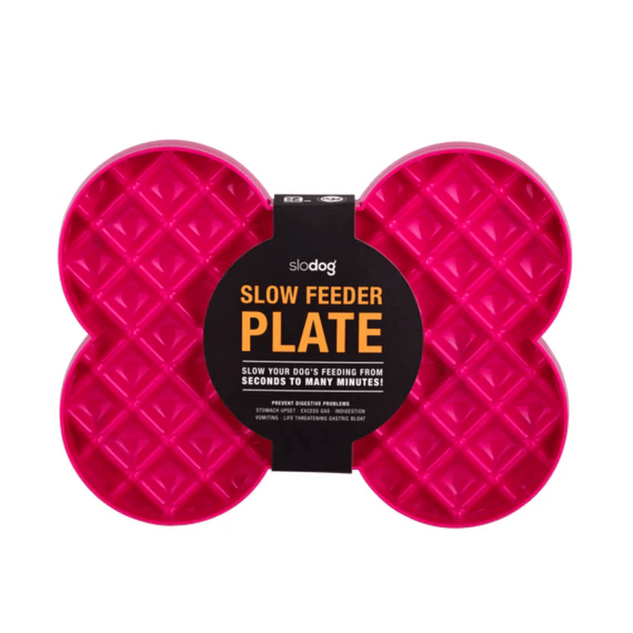 LickiMat SloDog Slow Feeder Plate pink on white background