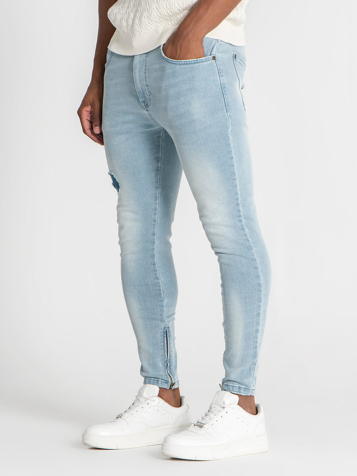 jeans / Light Blue Zipper Jeans