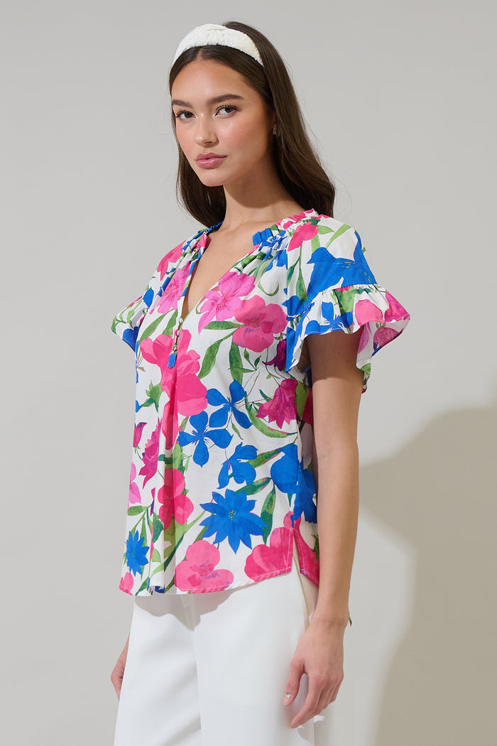 Liran Floral Macy Ruffle Top