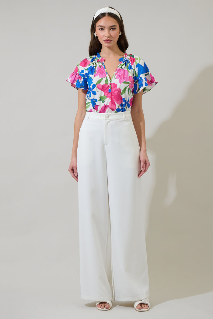Liran Floral Macy Ruffle Top