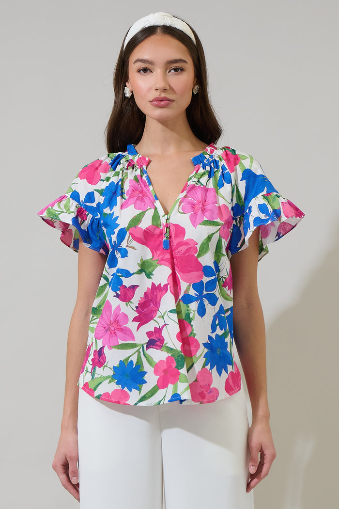 Liran Floral Macy Ruffle Top