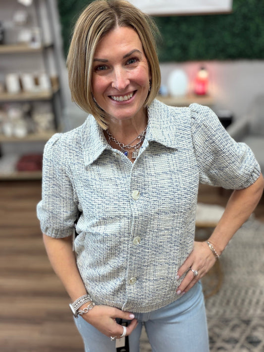 Liverpool - Puff Sleeve Plaid Jacket