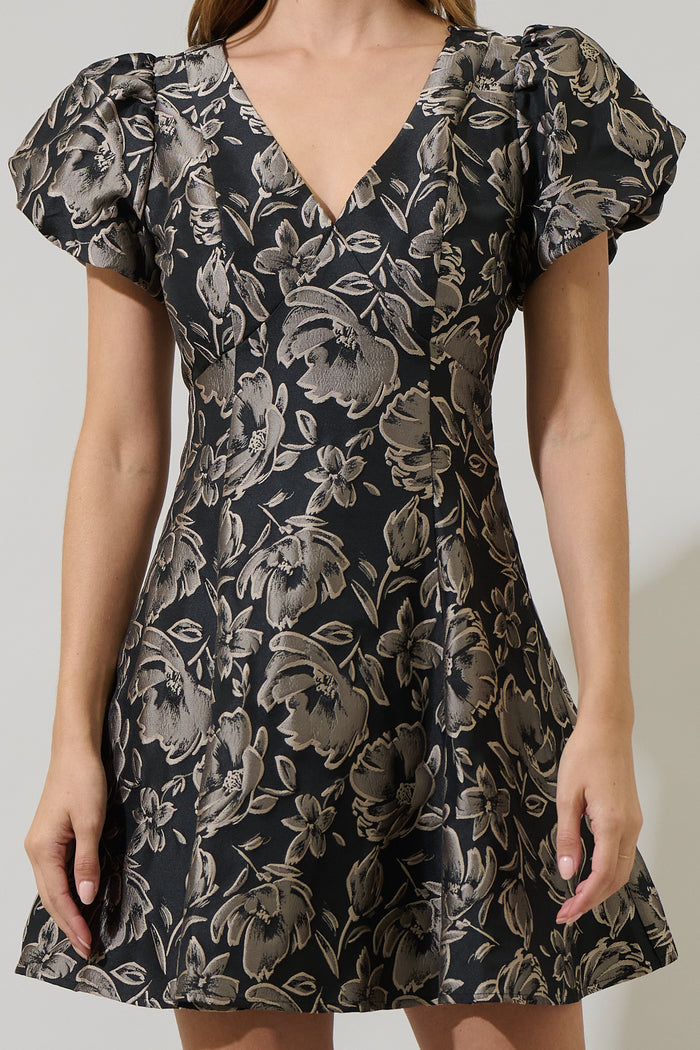 Lyla Jacquard Floral Lara Flare Mini Dress