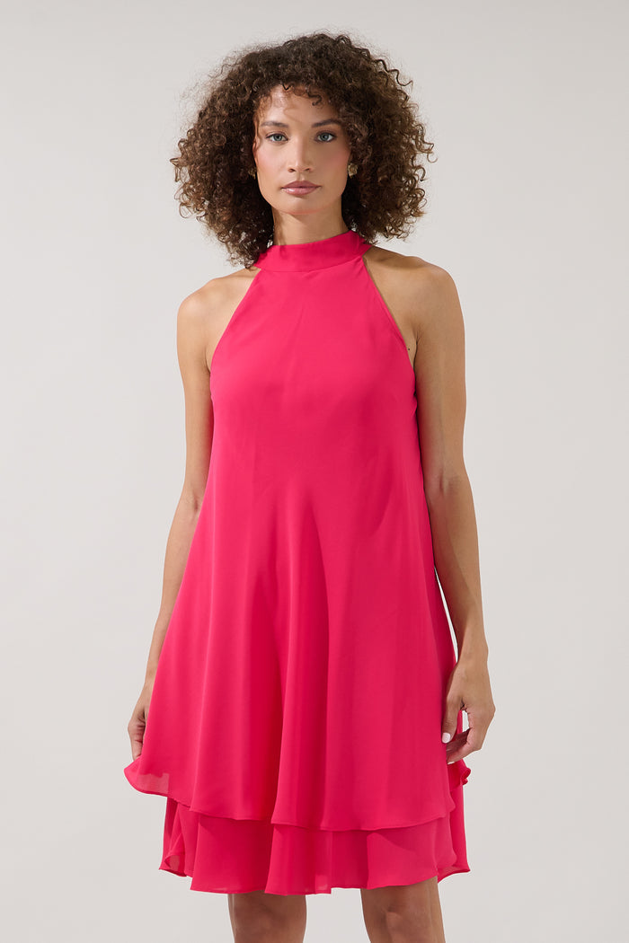 Lyra Back Bow Halter Mini Dress