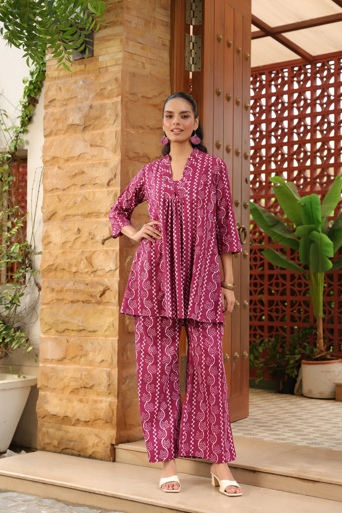 Magenta Glow Printed Everyday Co-ord Set