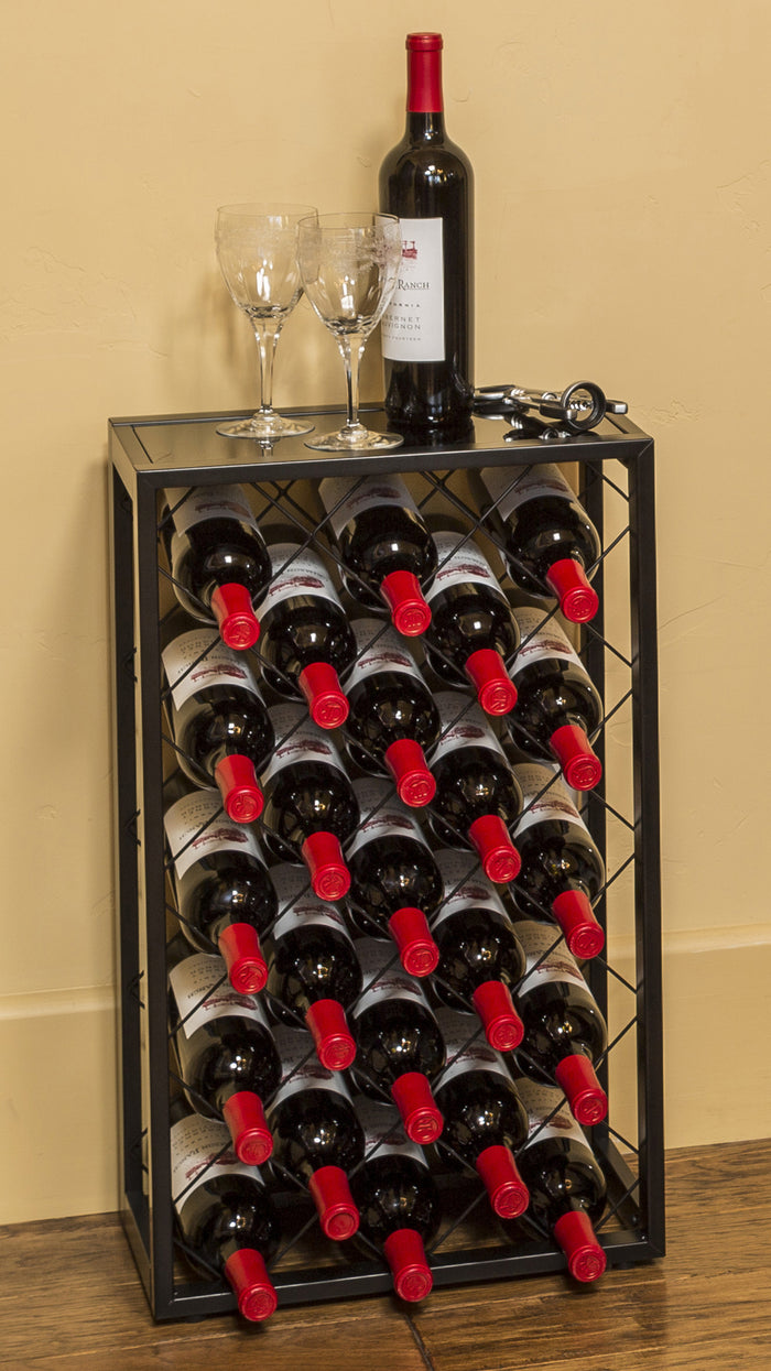 Mango Steam 23 Bottle Wine Rack with Glass Table Top, Pewter Lifestyle