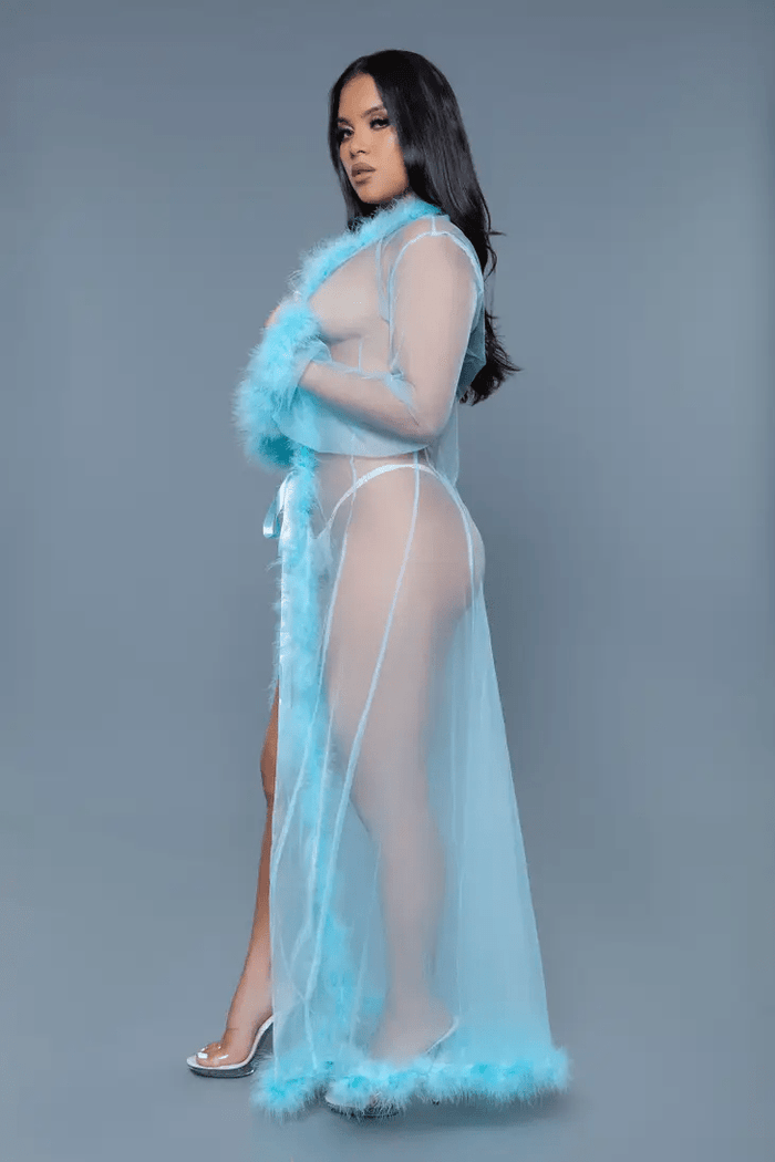 Marabou Robe Turquoise - Intimate Whispers