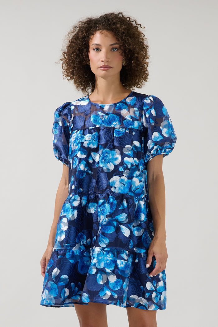 Marean Tiered Organza Mini Dress Abay Floral