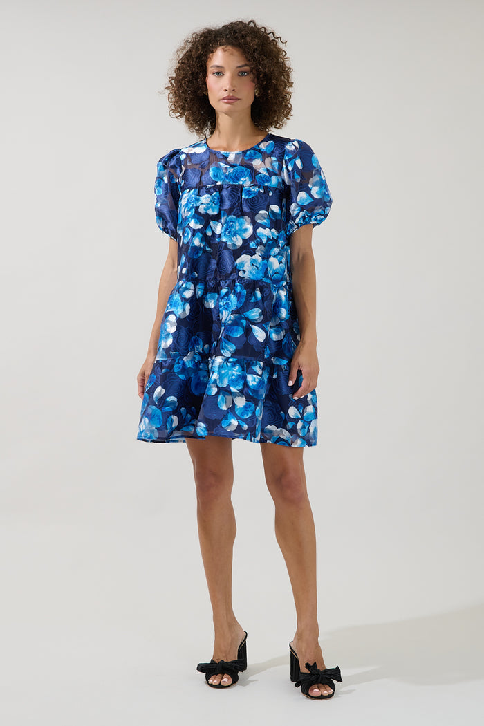 Marean Tiered Organza Mini Dress Abay Floral