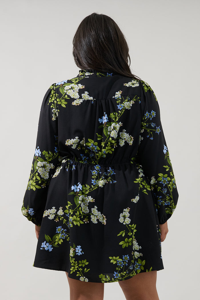 Marie Pleated Drawstring Mini Dress Jardin Curve