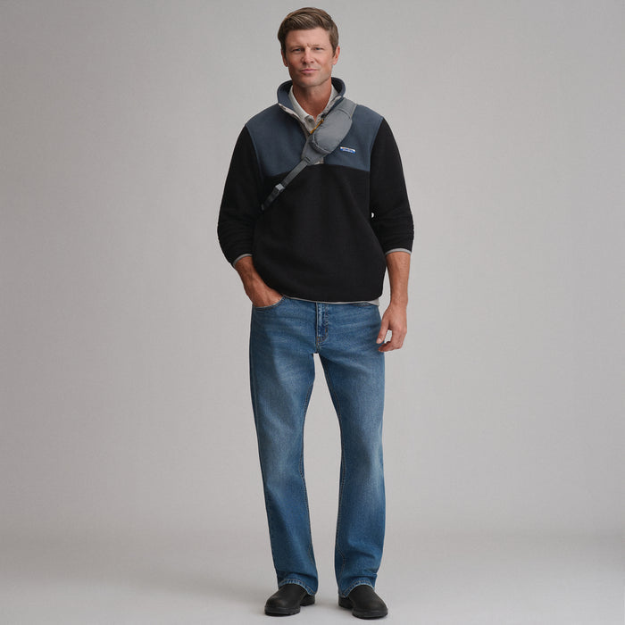 Men's Authentic Outdoor Fleece Snap-Mock Pullover-Storm-4