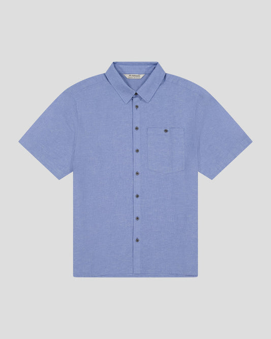 Men’s Weekend Natural Short Sleeve Shirt -  Washed Peri Chambray
