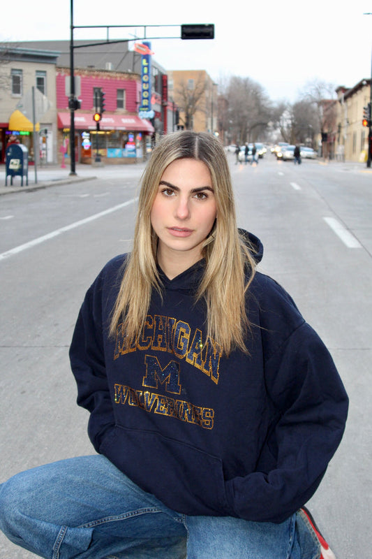 Michigan Rhinestone Hoodie