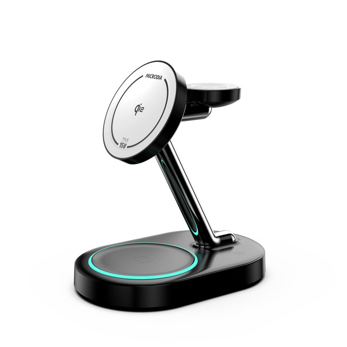 MICRODIA SNAPStation™ PLUS Qi2 23W 4-in-1 Magnetic Wireless Charging Station MICRODIA
