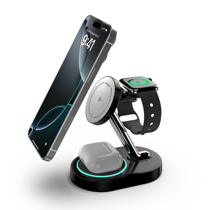MICRODIA SNAPStation™ PLUS Qi2 23W 4-in-1 Magnetic Wireless Charging Station MICRODIA