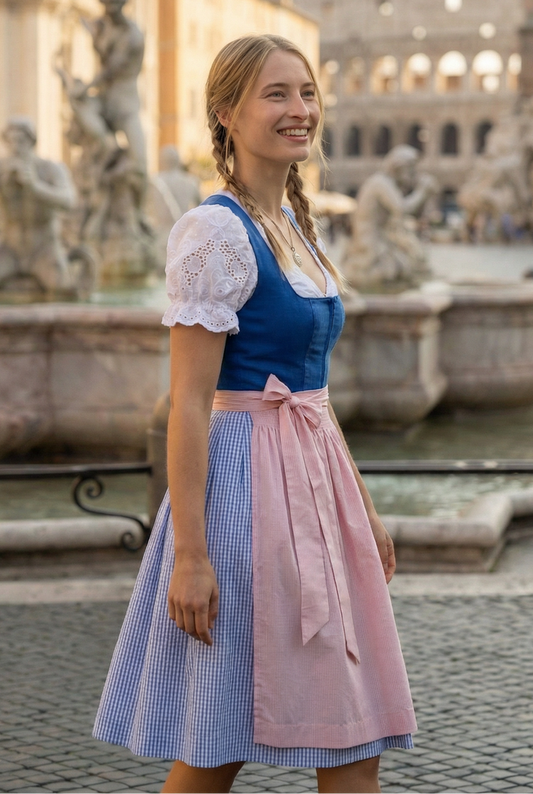 Midi Dirndl 2pcs. 50cm "Lyvia" blue (32-44)