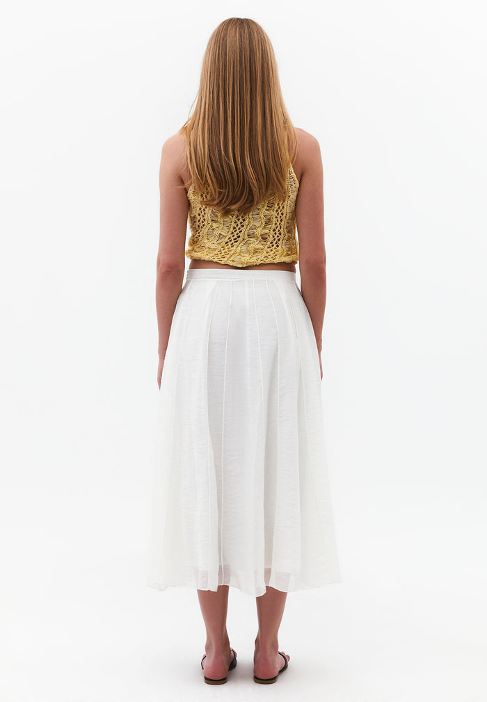 Midi Flared Woven Skirt - CLOUD DANCER