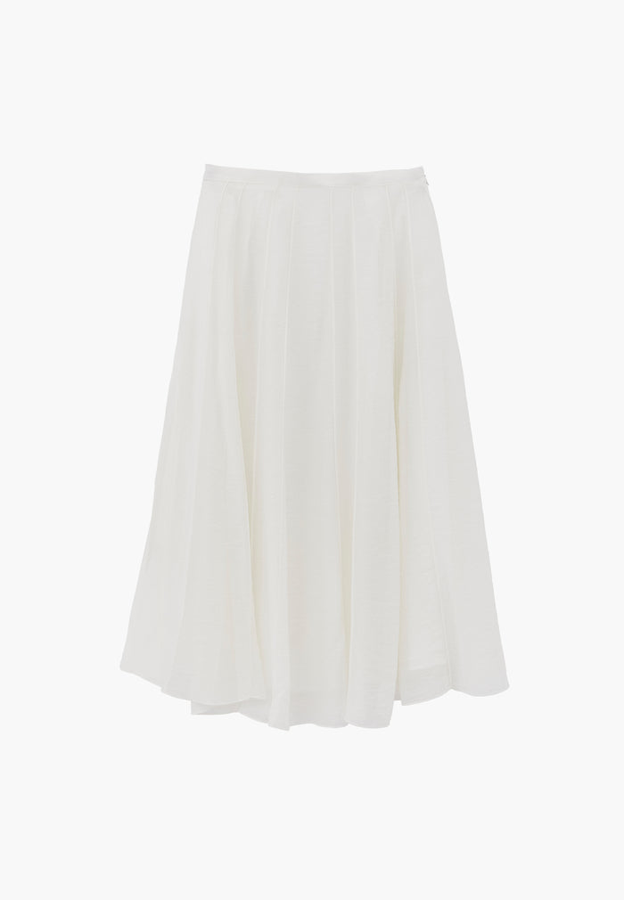 Midi Flared Woven Skirt - CLOUD DANCER