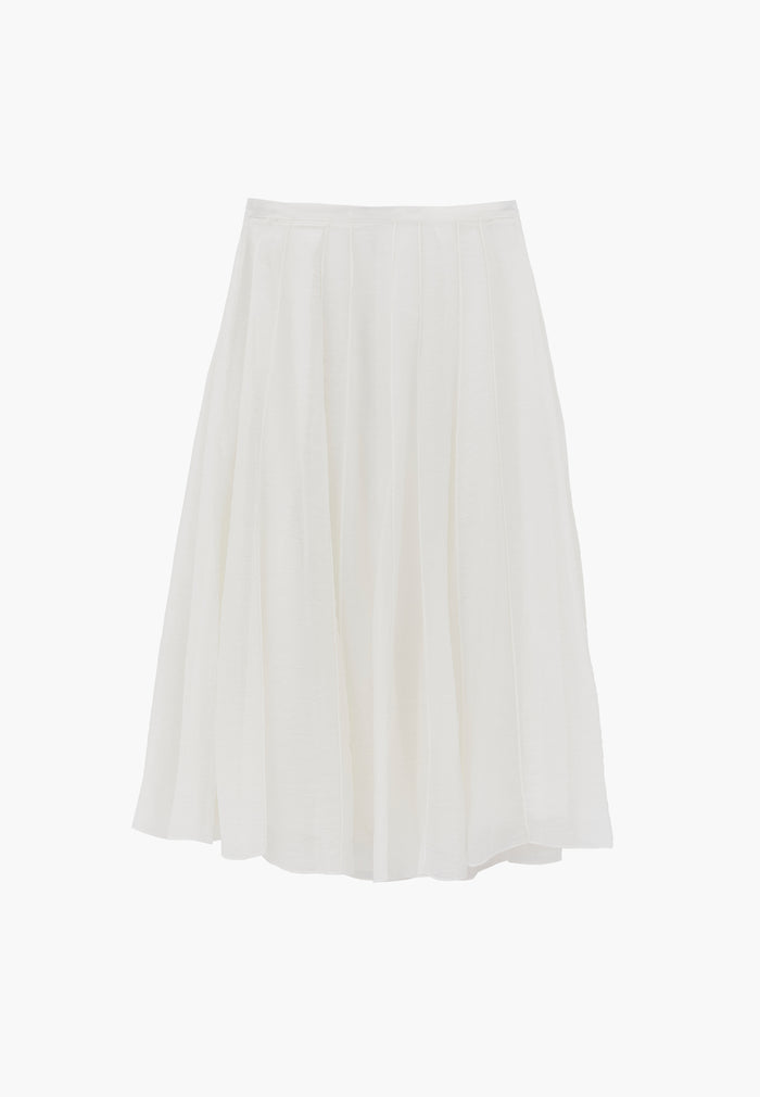 Midi Flared Woven Skirt - CLOUD DANCER