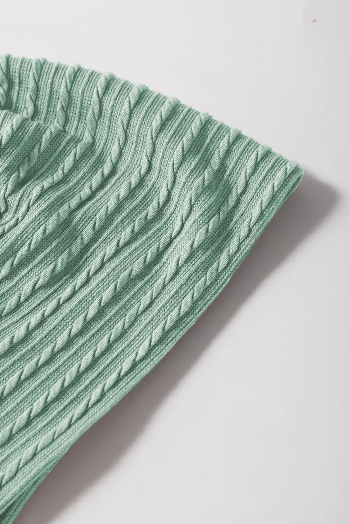 Moonlight Jade Solid Colour Textured Flutter Sleeve Top - Tops/Blouses & Shirts
