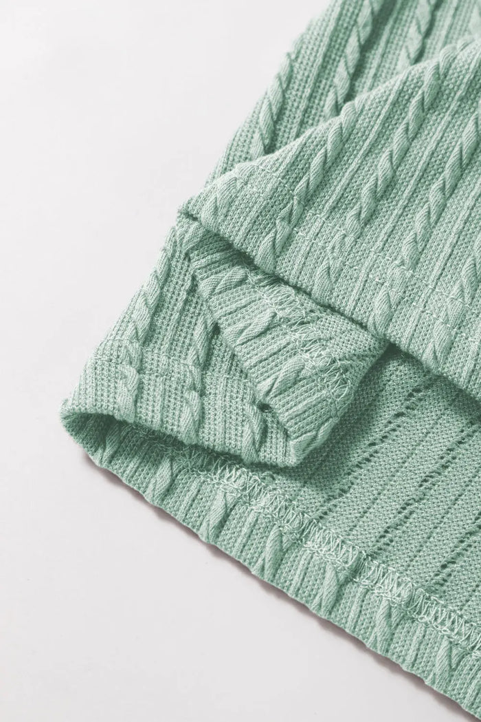 Moonlight Jade Solid Colour Textured Flutter Sleeve Top - Tops/Blouses & Shirts