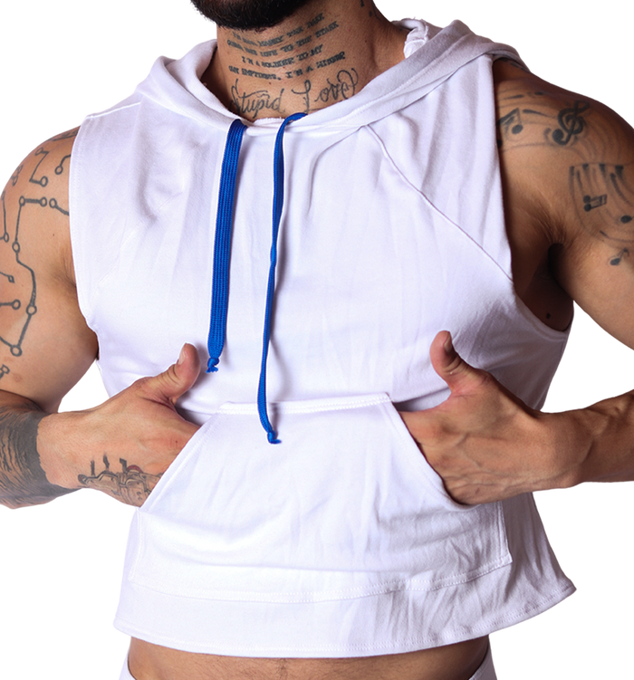 Nafts White Hoody T Shirt vista frontal de Gigo Underwear