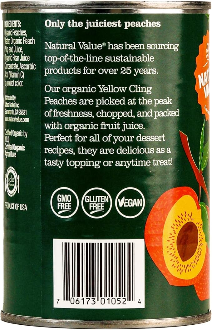 Natural Value; Organic Yellow Cling Chunky Peaches