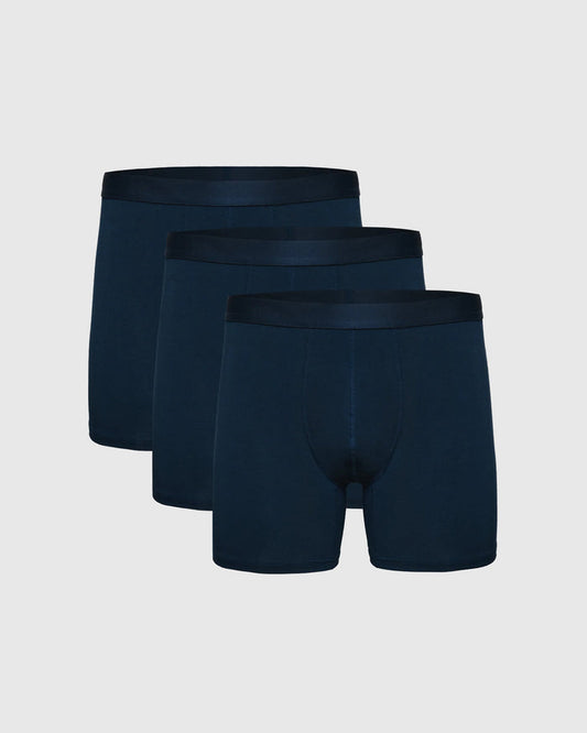 Navy Boxer Briefs 3-Pack arranged on light-gray background.