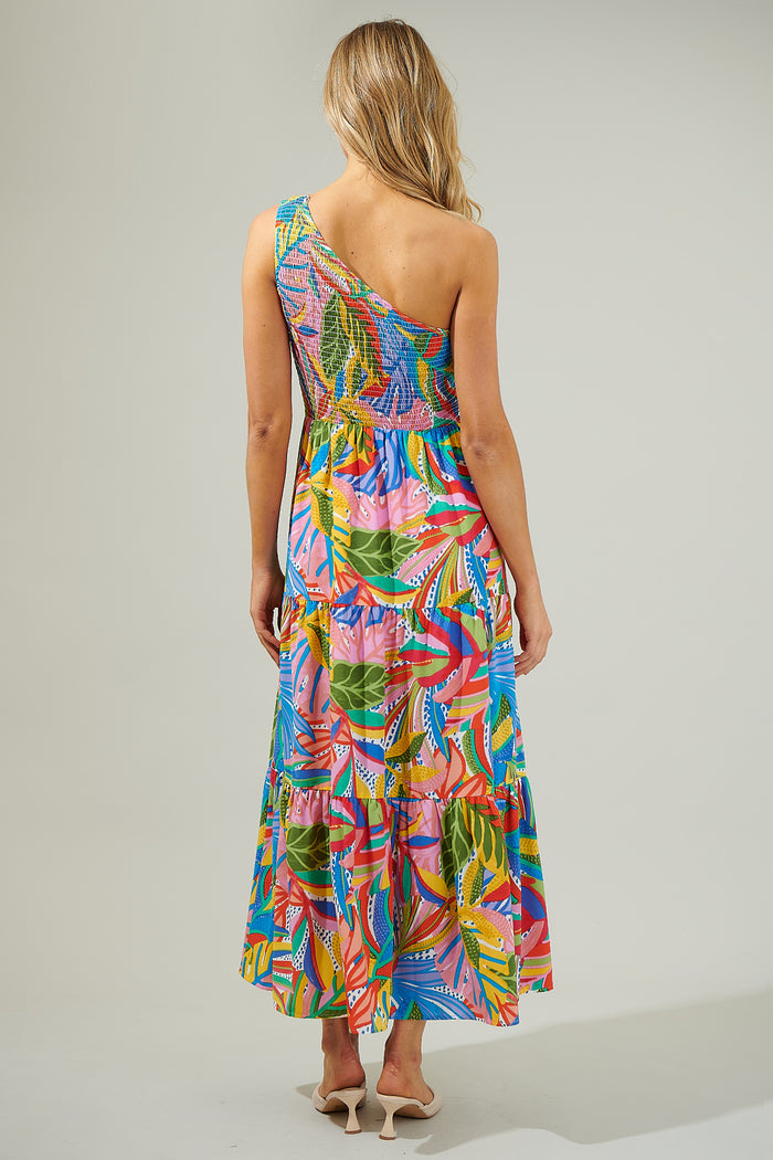 New Guinea Smocked One Shoulder Lys Maxi Dress