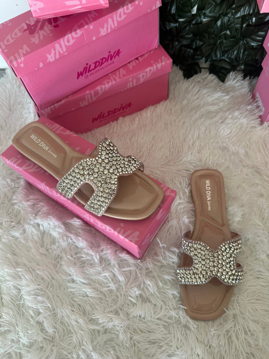 Nude Rhinestone Detailed Sandal