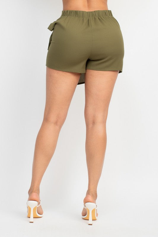 OLIVE SIDE TIE ASYMMETRICAL SKORT