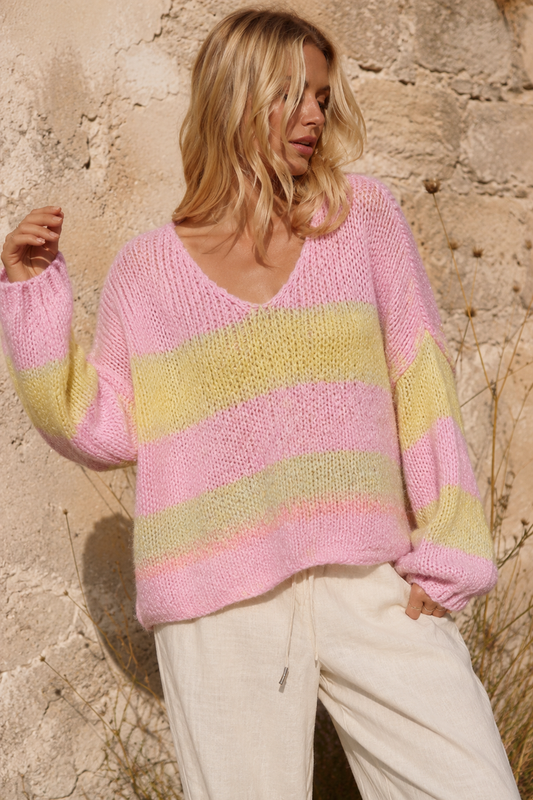 Ombré Striped Oversize Jumper Pink