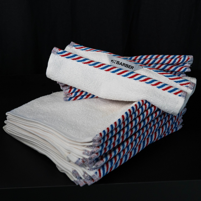 ON BARBER BARBER TOWEL WHITE/RED/BLUE 40x80CM