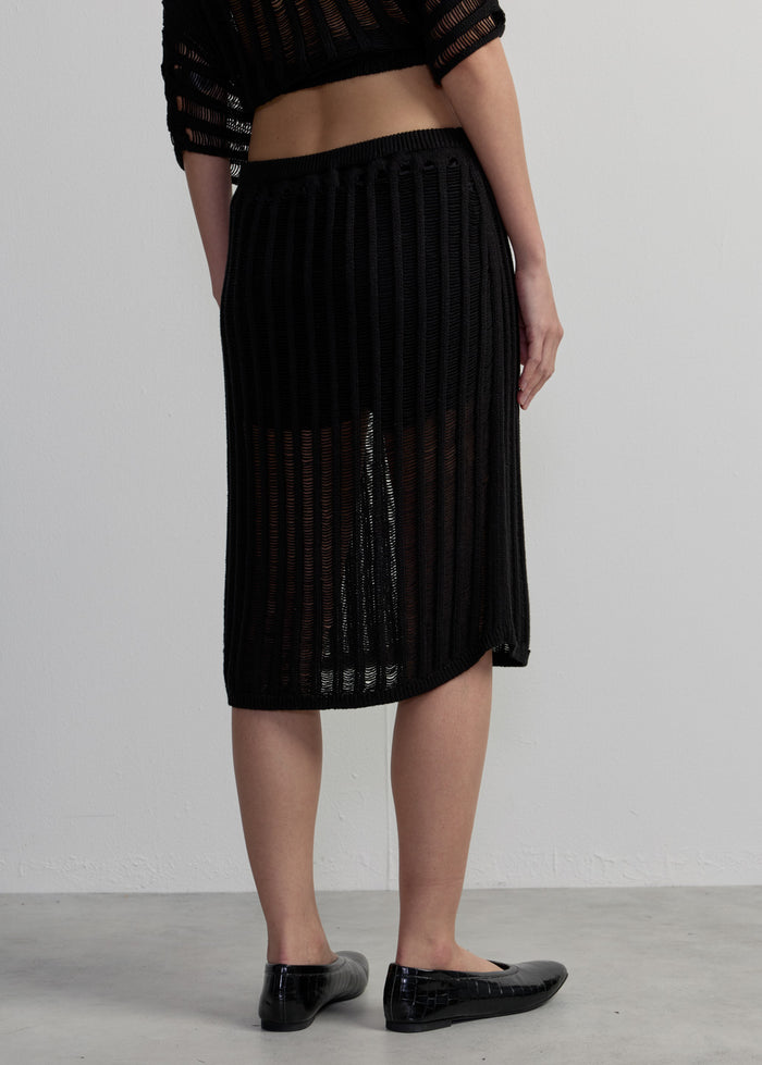 OPEN-KNIT MIDI SKIRT