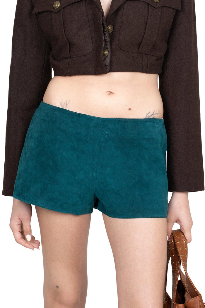 OUT-WEST SHORTS Shorts YYH Turquoise Suede XS