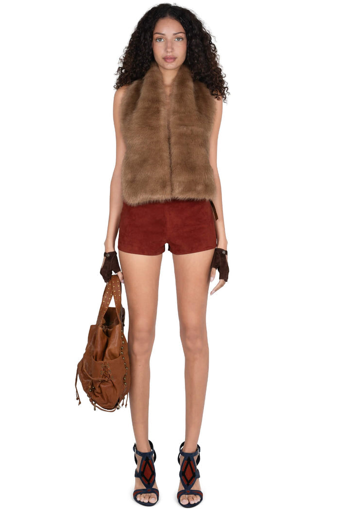 OUT-WEST Jeffrey Campbell Shorts Berry Suede _hover