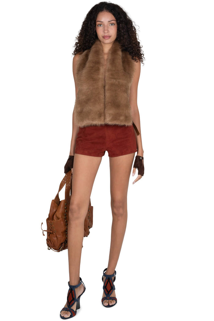 OUT-WEST Jeffrey Campbell Shorts Berry Suede