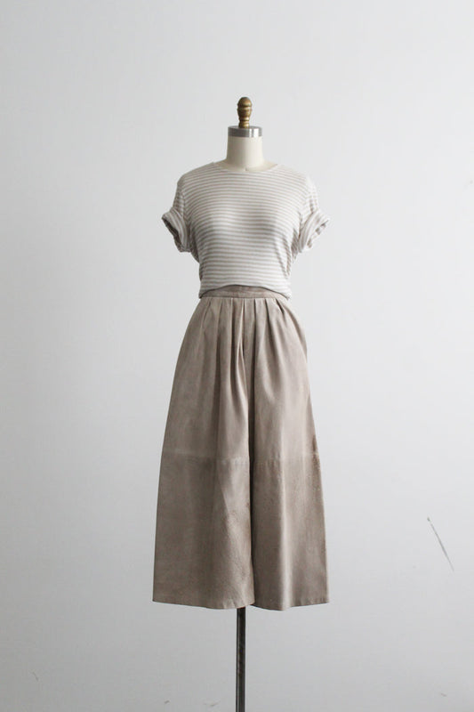 oystershell suede midi skirt