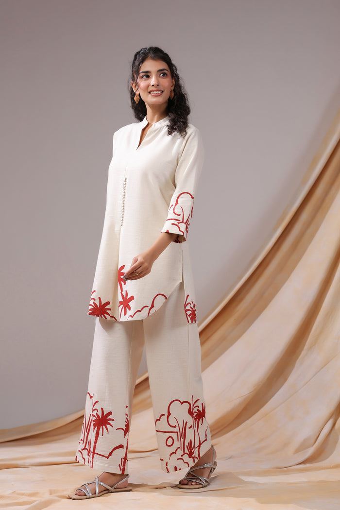 Palm Sketch Cotton Flex Co-ord Set