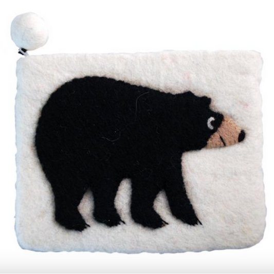 PANABO Felted Zip Pouch - Bear Bear White
