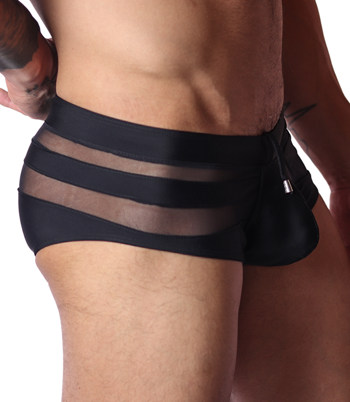 Panel Black Swim Brief vista frontal de Gigo Underwear