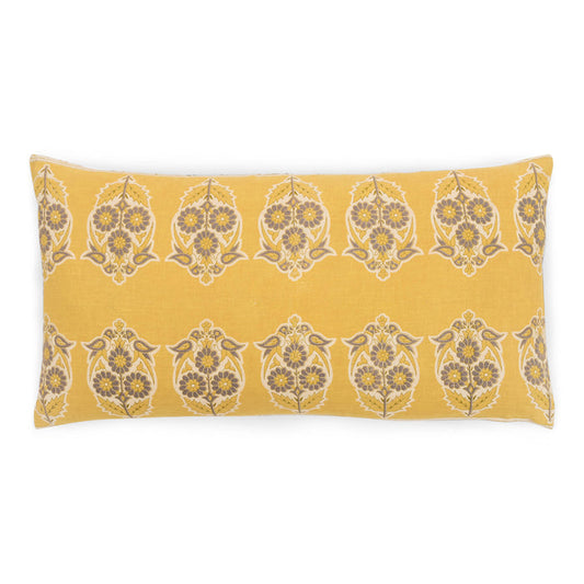 Parakeets Yellow/Slate Lumbar Pillow Cover