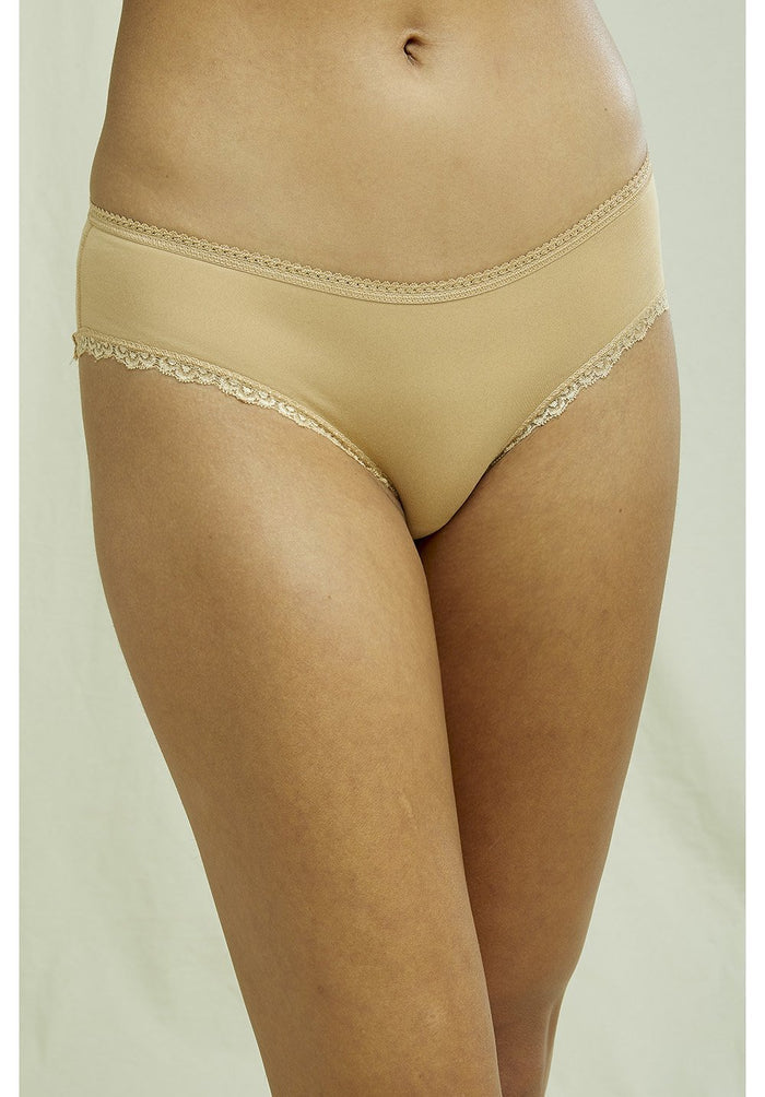 People Tree - Conscious Clothing - Lace Hipster Stripe - Culotte En Dentelle - Almond-Sous-vetements-