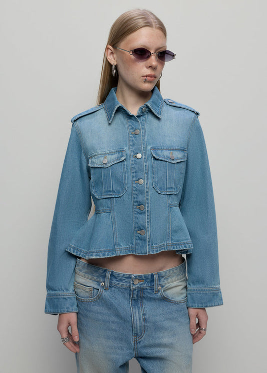 PEPLUM JEANS JACKET