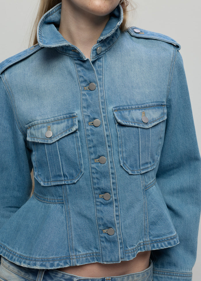 PEPLUM JEANS JACKET