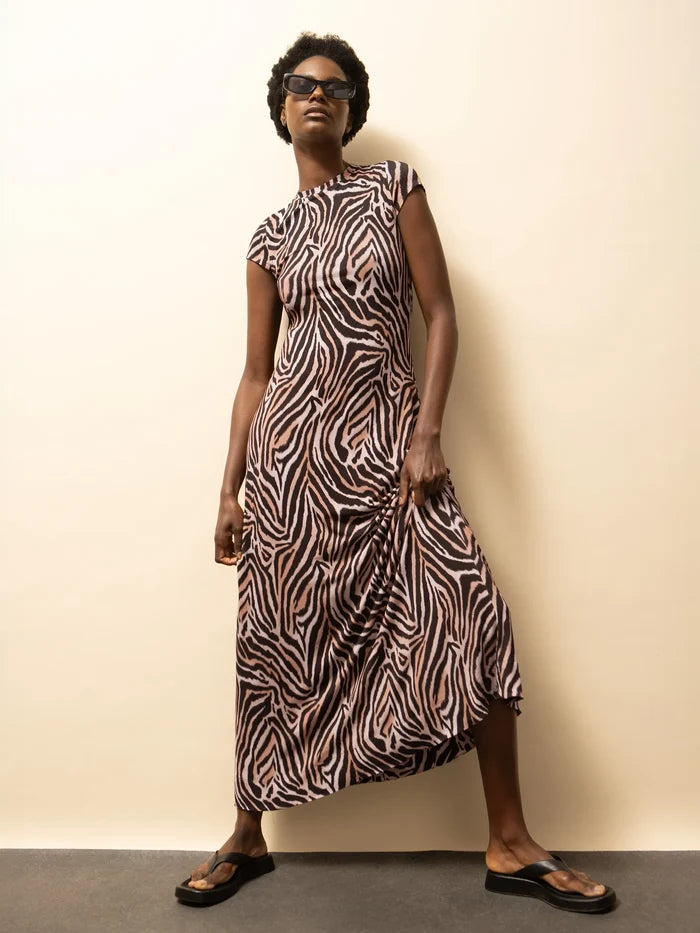 Petite Zebra-Print Jersey Maxi Dress