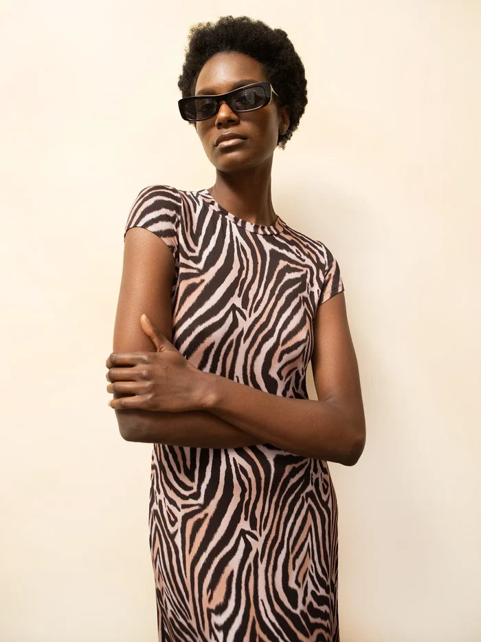 Petite Zebra-Print Jersey Maxi Dress