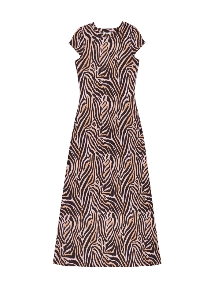 Petite Zebra-Print Jersey Maxi Dress