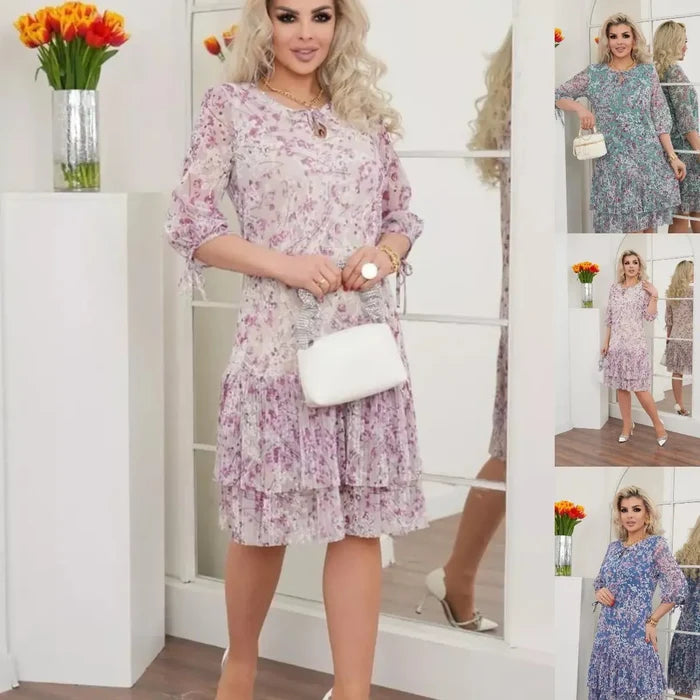 Phaeloria - Robe florale élégante à volants pour printemps et été