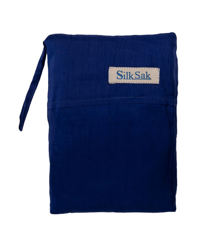 100% pure parachute silk Sleeping Bag Liner (Silksak)  with slot for Pillow in Dark Blue